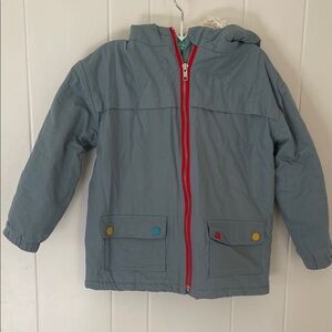 Little Green Radicals Blue Sherpa Lined Jacket with Red Zipper